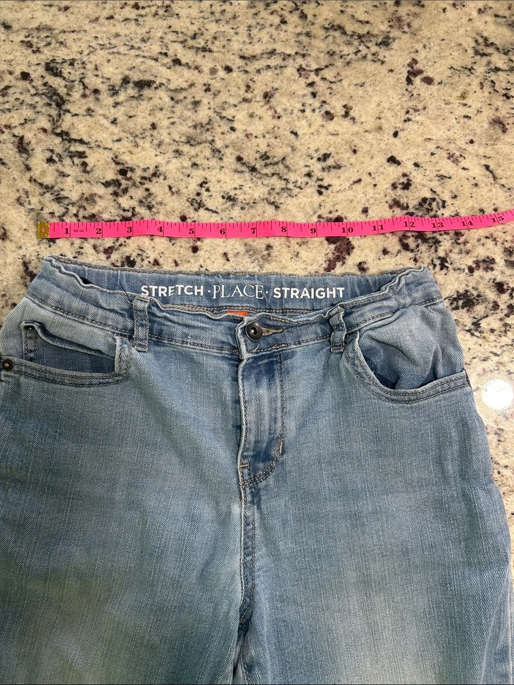 The Children's Place Light Blue Straight-Leg Jeans with Distressed Knees